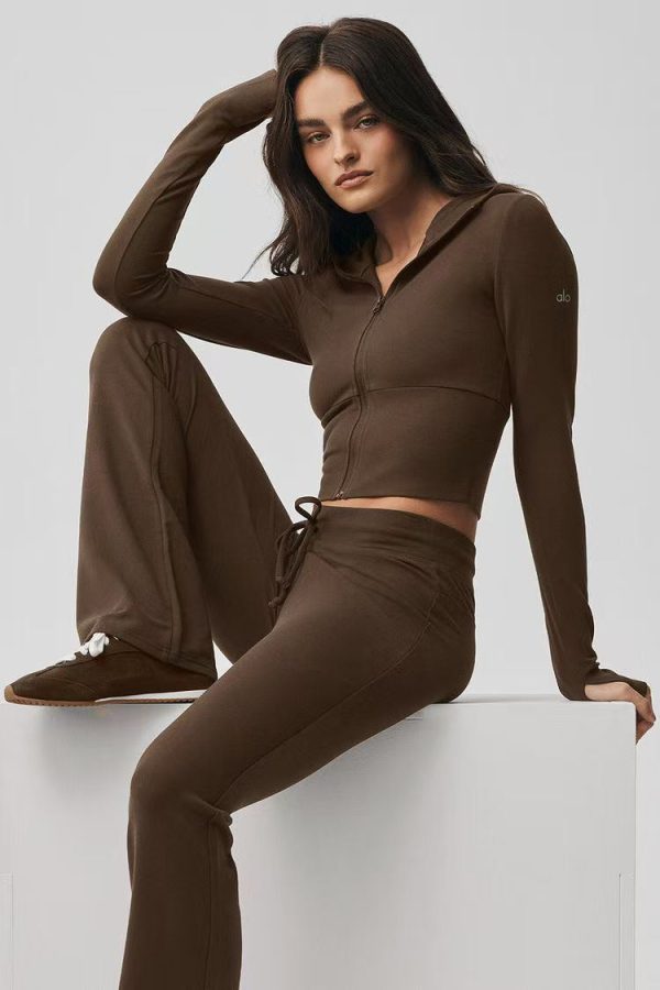 01-246-1.jpg Women's Cropped Zip Hoodie & Flared Pants Set 919b