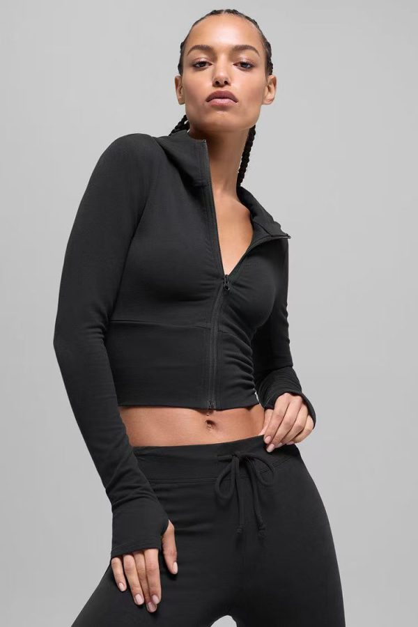 01-251-1.jpg Women's Cropped Zip Hoodie & Flared Pants Set 919b