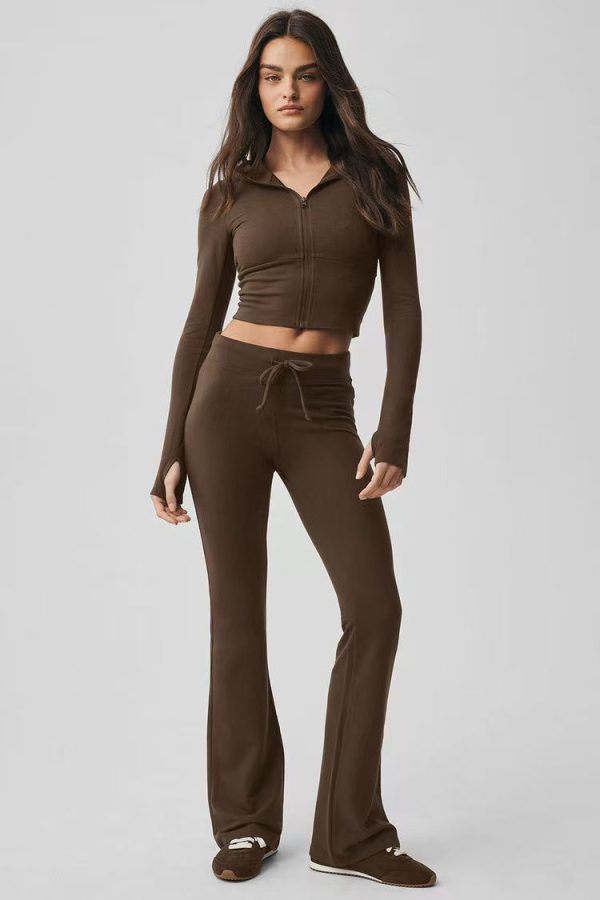 02-244-1.jpg Women's Cropped Zip Hoodie & Flared Pants Set 919b