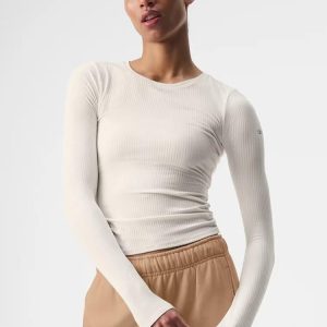 Fitted Ribbed Long Sleeve Crop Top 26413DXY